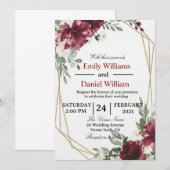 Elegant Floral Wedding Invitation Card Kaart (Voorkant / Achterkant)