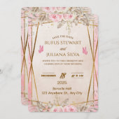 Elegant Floral Wedding Invitation Card Kaart (Voorkant / Achterkant)