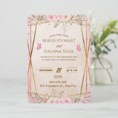 Elegant Floral Wedding Invitation Card Kaart (Staand voorkant)