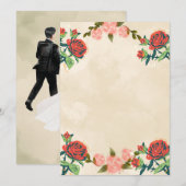 Elegant Floral Wedding Invitation Card Kaart (Voorkant / Achterkant)