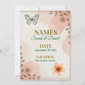 Elegant Floral Wedding Invitation Customizable. Kaart (Voorkant)