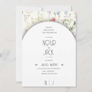 Elegant Floral Wedding Invitation – Customizable W Kaart