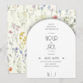Elegant Floral Wedding Invitation – Customizable W Kaart (Voorkant / Achterkant)