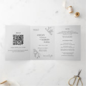 Elegant Floral Wedding Invitation Drieluik Wenskaart (Binnen)