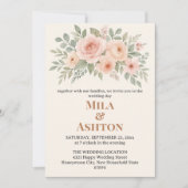 Elegant Floral Wedding Invitation – Editable Kaart (Voorkant)