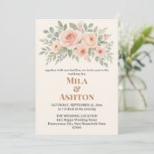 Elegant Floral Wedding Invitation – Editable Kaart (Staand voorkant)