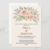 Elegant Floral Wedding Invitation – Editable Kaart (Voorkant / Achterkant)