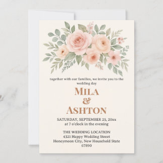 Elegant Floral Wedding Invitation – Editable Kaart