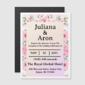 Elegant Floral Wedding Invitation | Editable  Magnetische Uitnodiging (Voorkant / Achterkant)