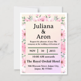 Elegant Floral Wedding Invitation | Editable Magnetische Uitnodiging