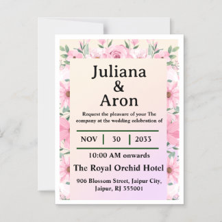 Elegant Floral Wedding Invitation | Editable Magnetische Uitnodiging