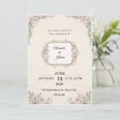 Elegant Floral Wedding Invitation | Editable Moder Kaart (Staand voorkant)