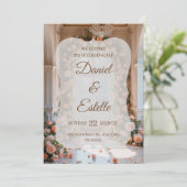 Elegant Floral Wedding Invitation | Editable Weddi Kaart (Staand voorkant)