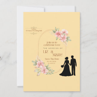 Elegant Floral Wedding Invitation Feestdagenkaart