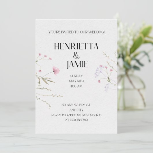 Elegant Floral Wedding Invitation Feestdagenkaart (Staand voorkant)