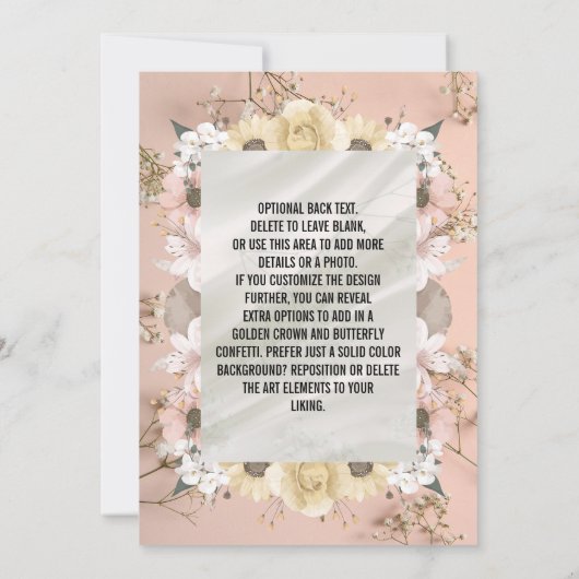 Elegant Floral Wedding Invitation Kaart (Achterkant)