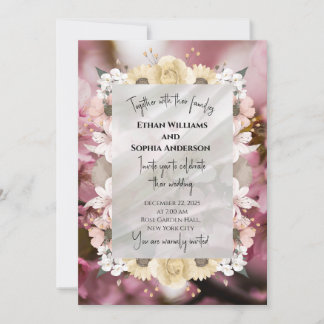 Elegant Floral Wedding Invitation Kaart