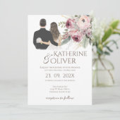 Elegant Floral Wedding Invitation Kaart (Staand voorkant)