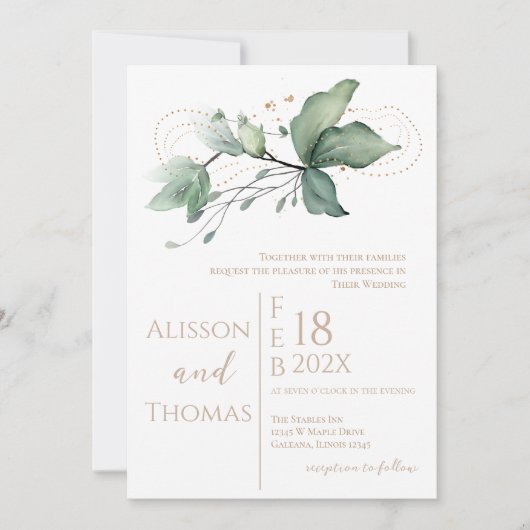 Elegant Floral Wedding Invitation Kaart (Voorkant)