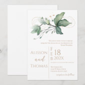 Elegant Floral Wedding Invitation Kaart (Voorkant / Achterkant)