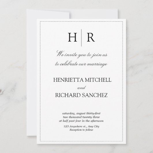 Elegant Floral Wedding Invitation Kaart (Voorkant)