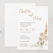 Elegant Floral Wedding Invitation Kaart (Voorkant / Achterkant)
