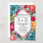 Elegant Floral Wedding Invitation Kaart (Voorkant / Achterkant)