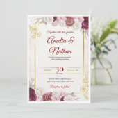 Elegant Floral Wedding Invitation Kaart (Staand voorkant)