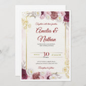 Elegant Floral Wedding Invitation Kaart (Voorkant / Achterkant)