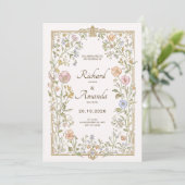 Elegant Floral Wedding Invitation Kaart (Staand voorkant)