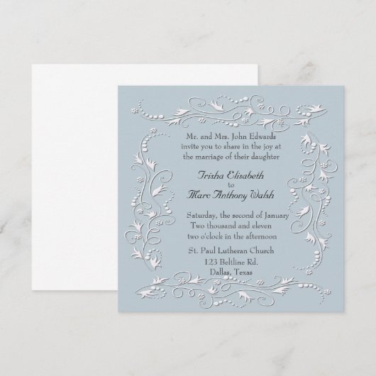 Elegant Floral Wedding Invitation Kaart (Voorkant / Achterkant)