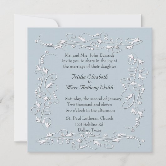 Elegant Floral Wedding Invitation Kaart (Voorkant)