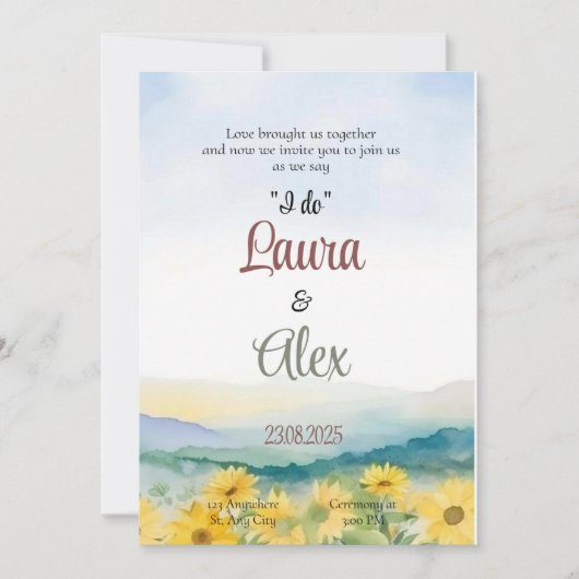 Elegant Floral Wedding Invitation Kaart (Voorkant)