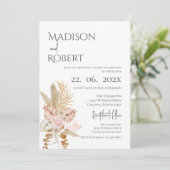 Elegant Floral Wedding Invitation Kaart (Staand voorkant)