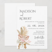 Elegant Floral Wedding Invitation Kaart (Voorkant / Achterkant)