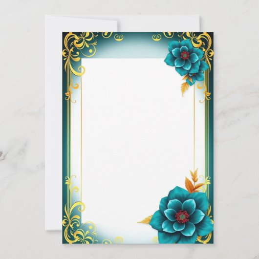 Elegant Floral Wedding Invitation Kaart (Achterkant)