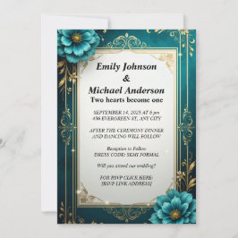 Elegant Floral Wedding Invitation Kaart