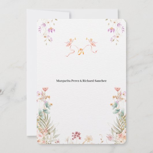 Elegant Floral Wedding Invitation Kaart (Achterkant)