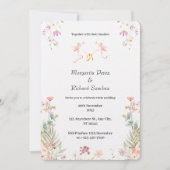 Elegant Floral Wedding Invitation Kaart (Voorkant)