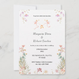 Elegant Floral Wedding Invitation Kaart