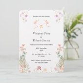 Elegant Floral Wedding Invitation Kaart (Staand voorkant)