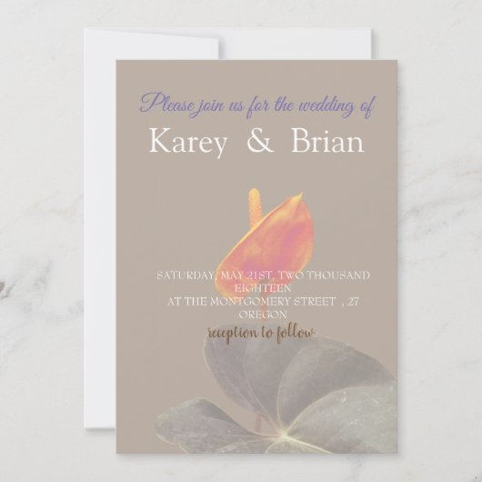 Elegant Floral Wedding Invitation Kaart (Voorkant)