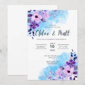 Elegant Floral  Wedding Invitation Kaart (Voorkant / Achterkant)