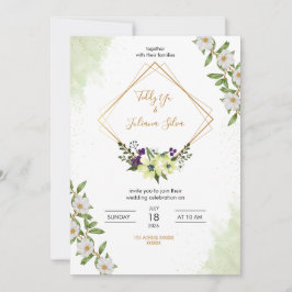 Elegant Floral Wedding Invitation Kaart