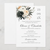 Elegant Floral Wedding Invitation Kaart (Voorkant / Achterkant)