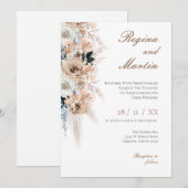 Elegant Floral Wedding Invitation Kaart (Voorkant / Achterkant)