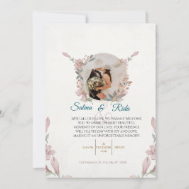 Elegant Floral Wedding Invitation Kaart