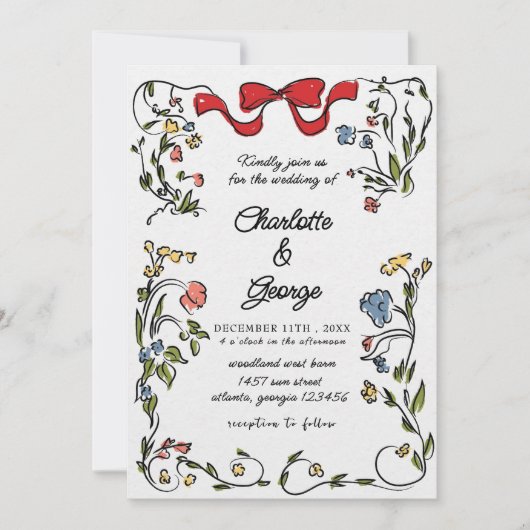 Elegant Floral Wedding Invitation Kaart (Voorkant)