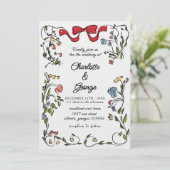 Elegant Floral Wedding Invitation Kaart (Staand voorkant)