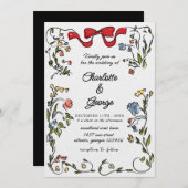 Elegant Floral Wedding Invitation Kaart (Voorkant / Achterkant)